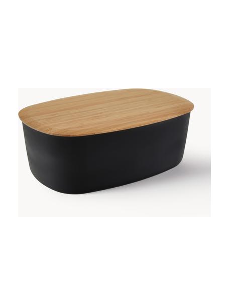 Portapane con coperchio in bambù Box-It, Coperchio: bambù, Nero, legno di bambù, Larg. 35 x Alt. 12 cm