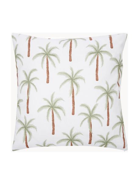 Kissenhülle Palema mit Palmenprint aus Bio-Baumwolle, 100% Bio-Baumwolle, GOTS-zertifiziert, Weiss, B 45 x L 45 cm