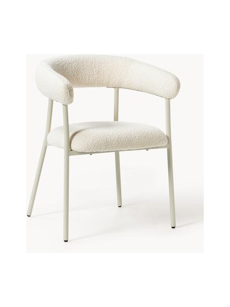 Chaises rembourrées en bouclette Thiago, 2 pièces, Tissu bouclé blanc cassé, larg. 60 x prof. 54 cm