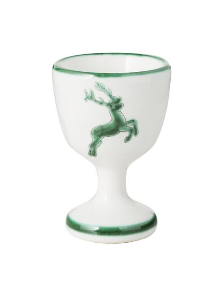 Portauovo dipinto a mano Grüner Hirsch, Ceramica, Verde, bianco, Alt. 6 cm