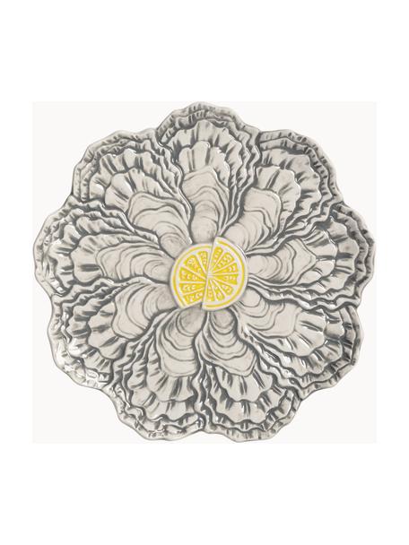Ontbijtbord Oyster van dolomiet, Geglazuurd dolomiet, Geel, grijs, gebroken wit, Ø 23 cm