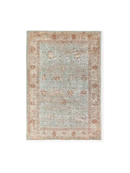 Ručně tkaný žinylkový koberec Rimini, Tyrkysová zelená, béžová, hnědá, Š 80 cm, D 150 cm (velikost XS)