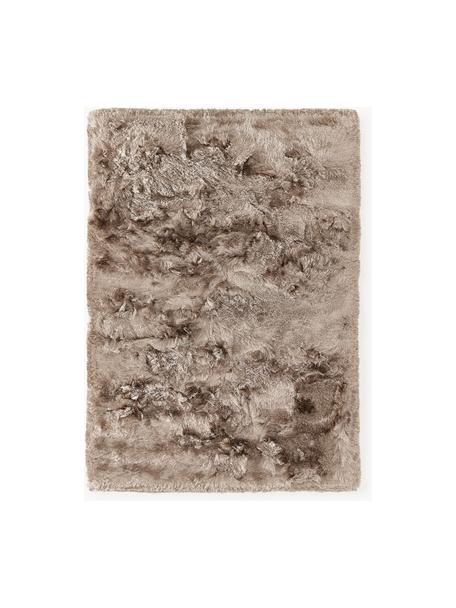 Glänzender Langflor-Teppich Jimmy, 100 % Polyester, GRS-zertifiziert, Taupe, B 80 x L 150 cm (Größe XS)