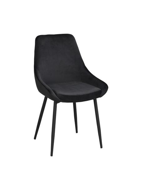Krzesło tapicerowane z aksamitu Sierra, 2 szt., Tapicerka: 100% aksamit poliestrowy, Nogi: metal lakierowany, Czarny, S 49 x G 55 cm