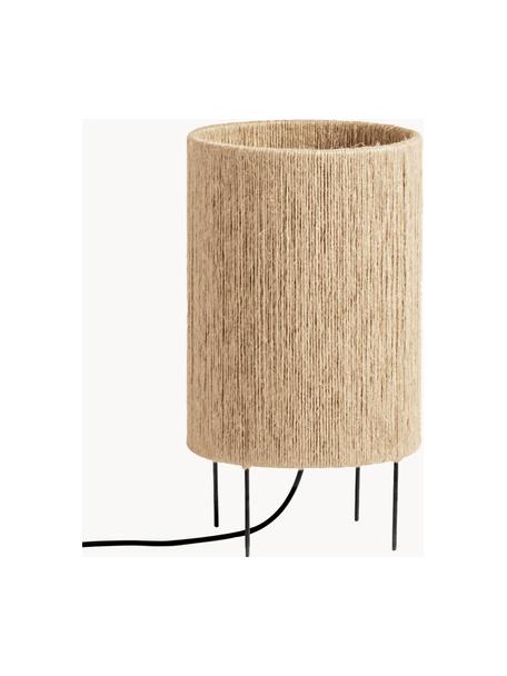 Lámpara de mesa de yute RO, Pantalla: yute, Estructura: metal recubierto, Cable: cubierto en tela, Beige, Ø 23 x Al 40 cm