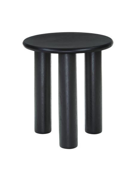Stolik pomocniczy z drewna dębowego Didi, Lite drewno dębowe lakierowane, Czarny, Ø 40 x W 45 cm