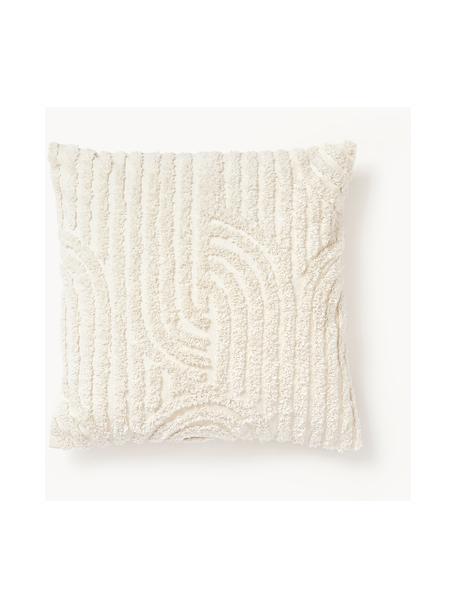 Housse de coussin en coton Bell, 100 % coton, Blanc crème, larg. 45 x long. 45 cm