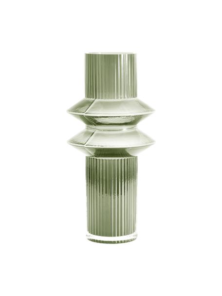 Vaso di design moderno in vetro verde Rilla, Vetro, Verde, Ø 9 x Alt. 32 cm