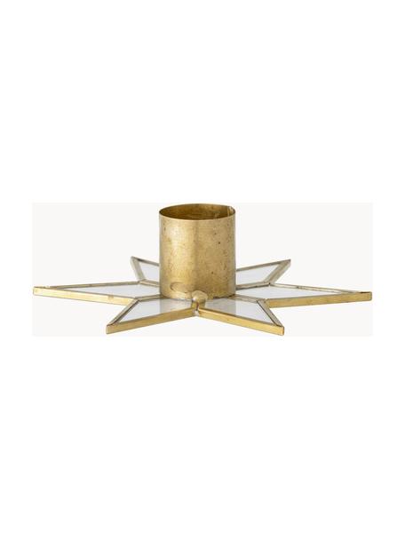 Weihnachtskerzenhalter Stara, Glas, Metall, beschichtet, Goldfarben, Ø 12 x H 4 cm