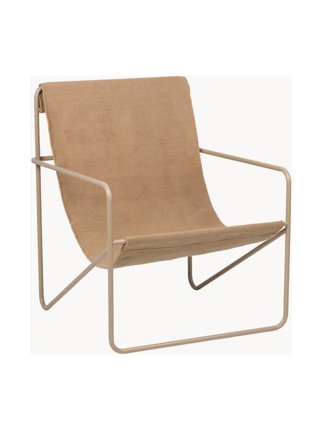 Fauteuil lounge Desert, Tissu nougat, grège, larg. 63 x prof. 66 cm