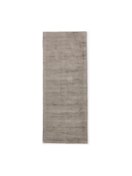 Passatoia in viscosa fatta a mano Jane, 100 % viscosa, Taupe, Larg. 80 x Lung. 200 cm