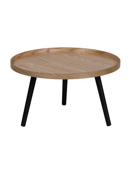 Table basse ronde en bois Mesa, Bois clair, noir, Ø 60 x haut. 34 cm