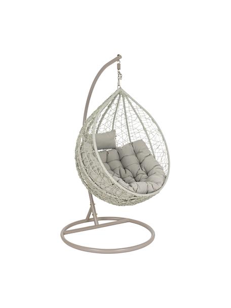 Fauteuil suspendu tressé avec structure en métal Amirantes, Gris, Ø 105 x haut. 198 cm
