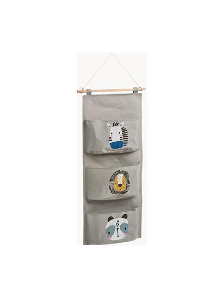 Hänge-Organizer Animals, Organizer: 90% Polyester, 10% Baumwo, Stange: Holz, Grau, Mehrfarbig, B 20 x H 60 cm