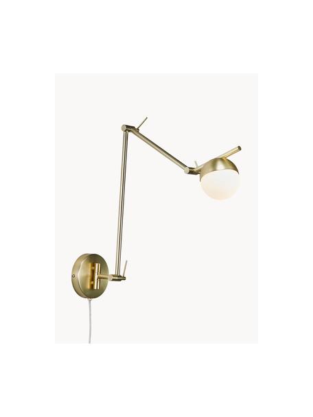 Grote wandlamp Cortina met stekker, Lampenkap: glas, Goudkleurig, wit, B 13  x D 74 cm