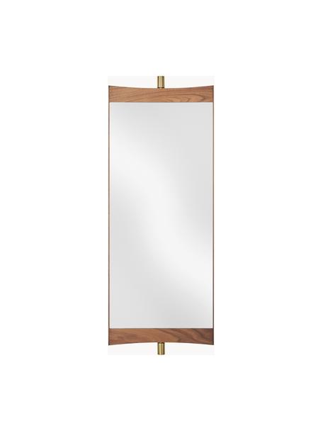 Specchio da parete orientabile Vanity, Cornice: legno di noce, Decorazione: ottone, Legno di noce, Larg. 28 x Alt. 74 cm