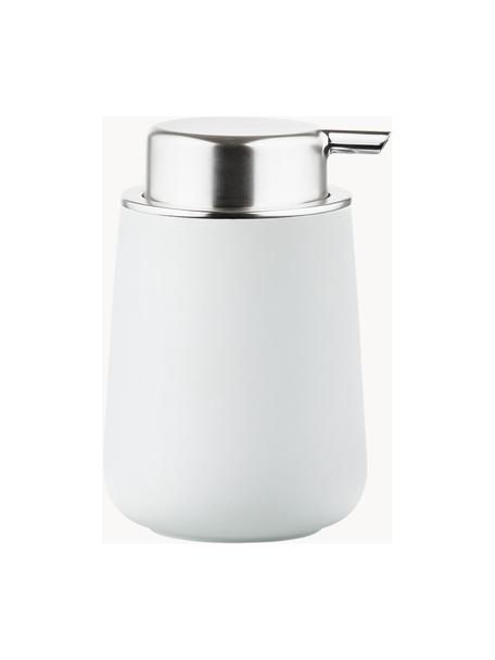 Dispenser sapone in porcellana Nova One, Contenitore: porcellana, Bianco, argentato, Ø 8 x Alt. 12 cm