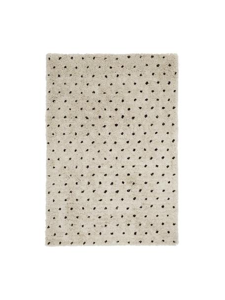 Pluizig hoogpolig vloerkleed Ayana, met stippels, Onderzijde: 100% katoen Het in dit pr, Beige, zwart, B 80 x L 150 cm (maat XS)