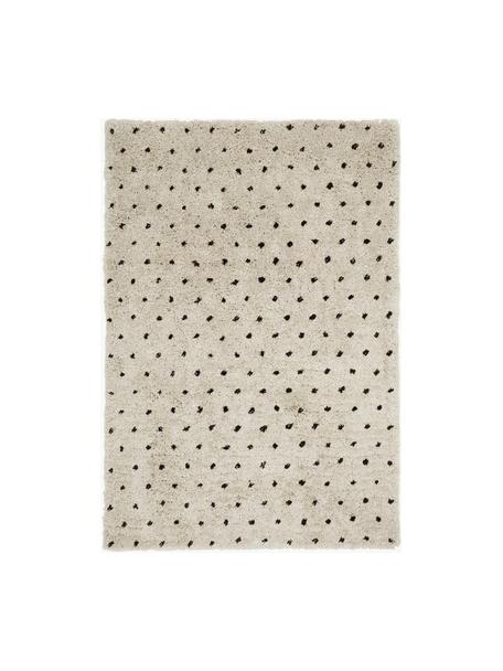 Tappeto a pelo lungo con motivo Ayana, a pois, Retro: 100% cotone Il materiale , Beige chiaro, nero, Larg. 80 x Lung. 150 cm (taglia XS)