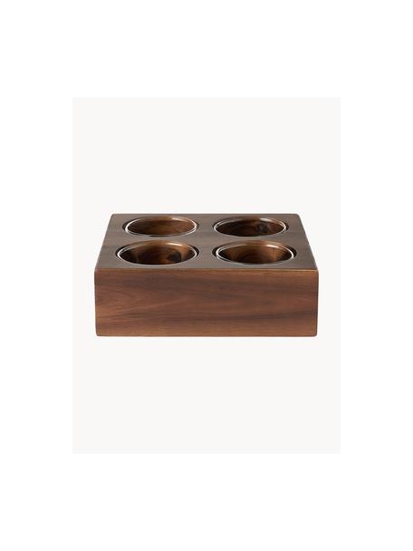 Set portaspezie in legno di acacia Wood 5 pz, Scatola: legno di acacia, Coperchio: acciaio rivestito, Legno di acacia, dorato, Larg. 16 x Prof. 16 cm