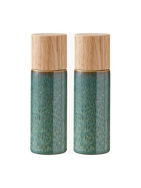 Zout- en pepermolen Bizz met houten deksel, 2-delig, Deksel: hout, Groentinten, helder hout, Ø 5 x H 17 cm
