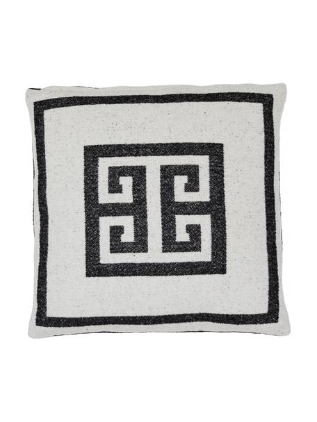 Poťah na vankúš s grafickým vzorom Lugano, 100 % polyester, Čierna, lomená biela, Š 45 x D 45 cm