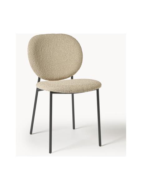 Bouclé-Polsterstühle Ulrica, 2 Stück, Bezug: Bouclé (100 % Polyester) , Beine: Metall, pulverbeschichtet, Bouclé Beige, Schwarz, B 47 x T 61 cm
