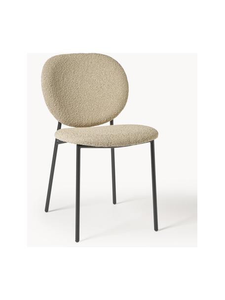 Buklé čalúnená stolička Ulrica, 2 ks, Buklé béžová, čierna, Š 47 x H 61 cm