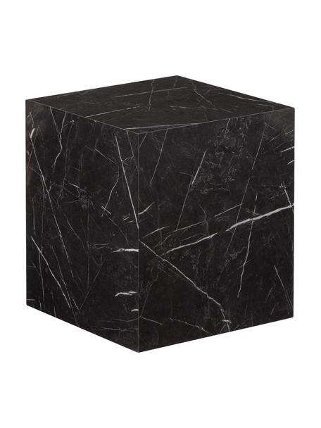 Beistelltisch Lesley in Marmor-Optik, Mitteldichte Holzfaserplatte (MDF), mit Melaminfolie überzogen, Schwarz, marmoriert, glänzend, B 45 x H 50 cm
