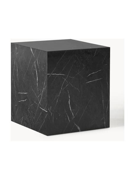 Stolik pomocniczy o wyglądzie marmuru Lesley, Płyta pilśniowa średniej gęstości (MDF) pokryta folią melaminową, Czarny o wyglądzie marmuru, błyszczący, S 45 x W 50 cm
