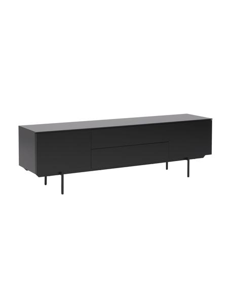 Credenza basse con ante Elyn, Nero opaco, Larg. 180 x Alt. 55 cm