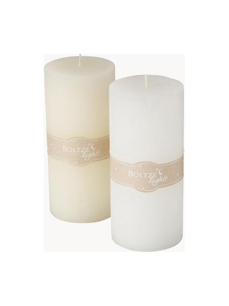 Set di 2 candele a pilastro Basic, alt. 20 cm, Cera, Bianco, bianco crema, Ø 9 x Alt. 20 cm