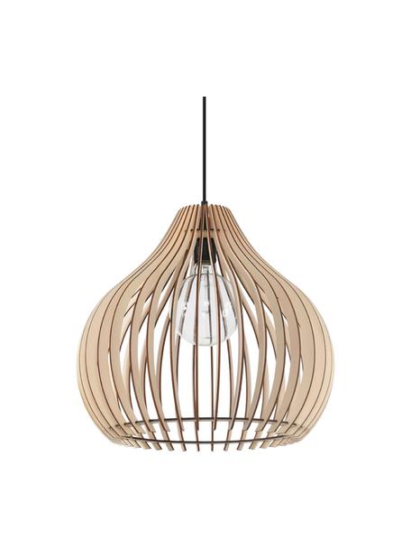 Dřevěné závěsné svítidlo Pantilla, Světlé dřevo, černá, Ø 39 cm, V 40 cm