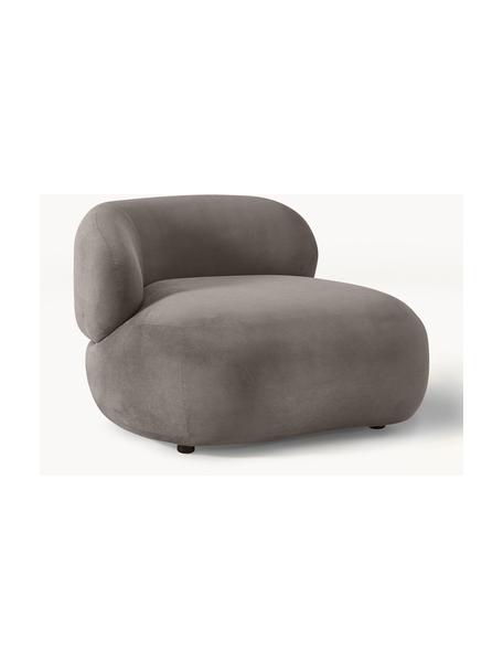 Niervormige loungefauteuil Alba, Bekleding: 97% polyester, 3% nylon M, Frame: massief sparrenhout, berk, Poten: kunststof Het materiaal d, Geweven stof taupe, B 102 x D 89 cm, rugleuning links