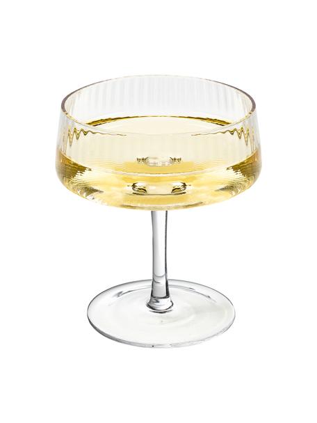 Coupes à champagne faites main avec structure rainurée Cami, 4 pièces, Verre, soufflé bouche, Transparent, Ø 11 x haut. 13 cm