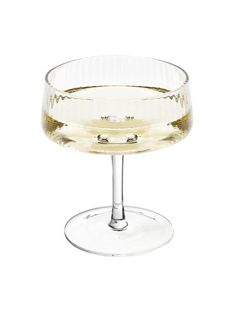 Coppa champagne fatta a mano con struttura scanalata Cami 4 pz, Vetro soffiato, Trasparente, Ø 11 x Alt. 13 cm