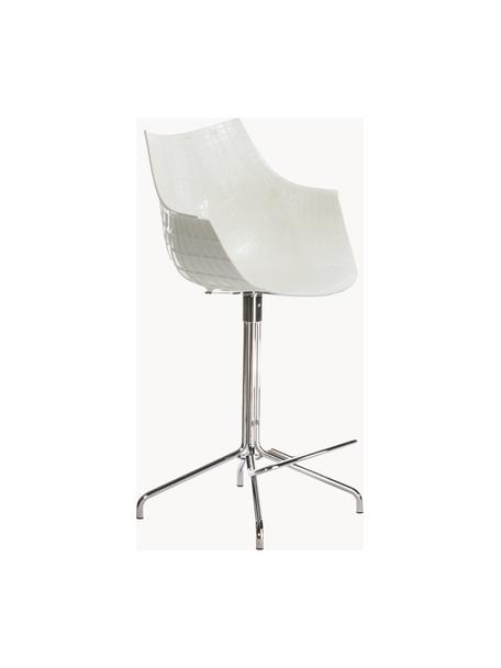 Otočná barová židle z umělé hmoty Meridiana, Tlumeně bílá, stříbrná, Š 55 cm, V 107 cm