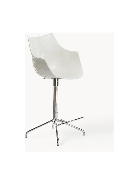 Drehbarer Kunststoff-Thekenstuhl Meridiana, Sitzfläche: Kunststoff, Beine: Stahl, verchromt, Off White, Silberfarben, B 55 x H 107 cm