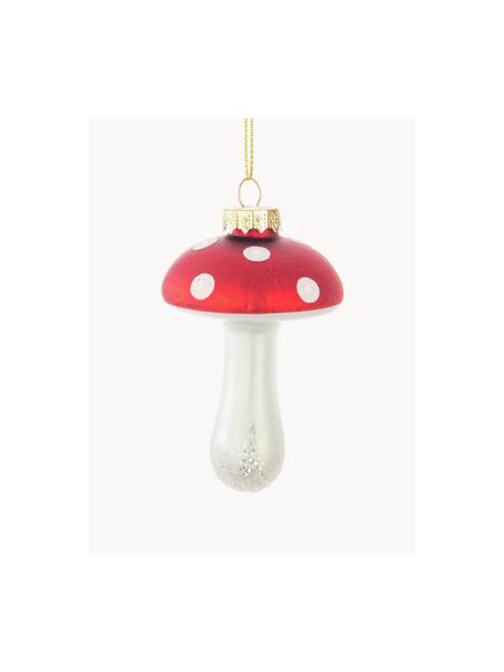 Kerstboomhanger Mushroom, 12 stuks, Glas, Rood, wit, Ø 6 x H 9 cm