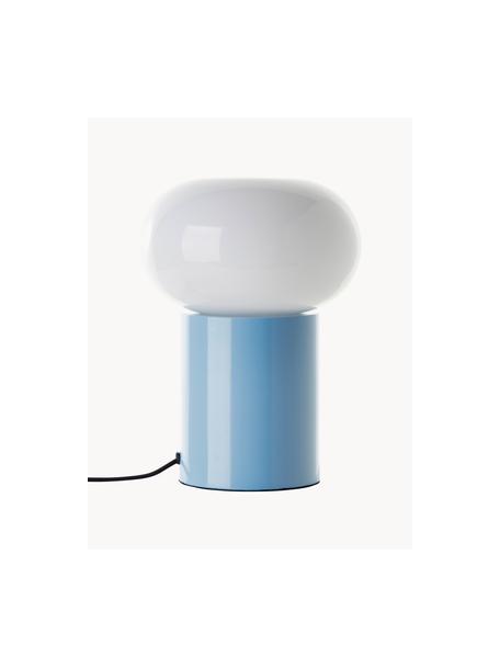 Lampada da tavolo piccola Deany, Paralume: vetro, Azzurro, bianco, Ø 20 x Alt. 27 cm