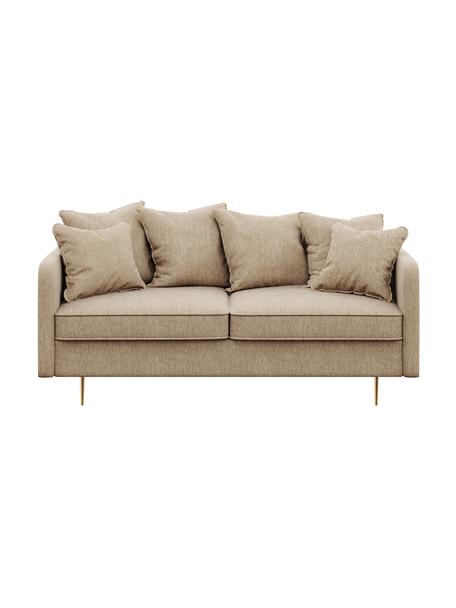 Divano 2 posti in tessuto beige Esme, Rivestimento: 100% poliestere Con 100.0, Struttura: legno duro, legno morbido, Piedini: metallo rivestito, Tessuto beige, ottonato, Larg. 176 x Prof. 96 cm