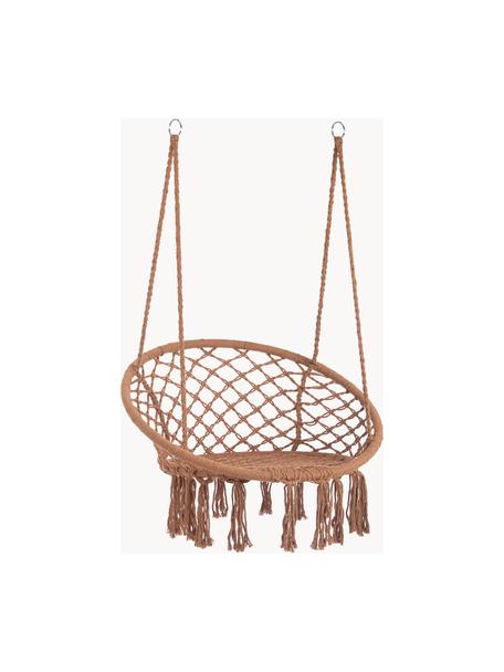 Silla colgante con flecos Bang, Tapizado: 65 % algodón, 35% poliést, Estructura: acero, Turrón, Ø 91 x Al 128 cm