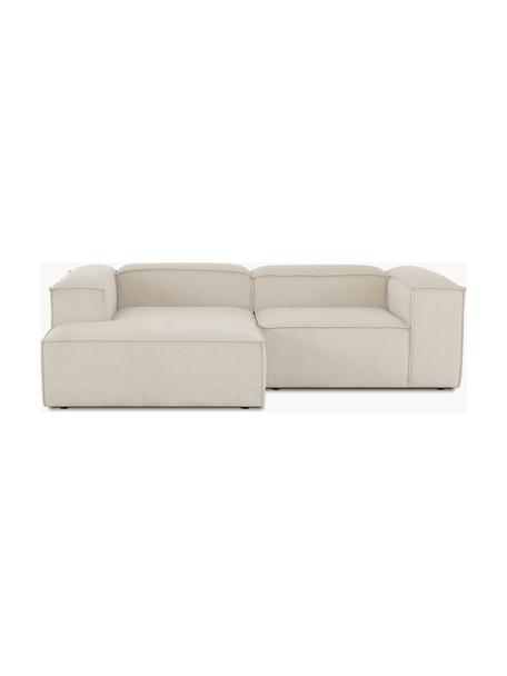Narożna sofa modułowa ze sztruksu Lennon, Tapicerka: sztruks (92% poliester, 8, Stelaż: lite drewno sosnowe z cer, Nogi: tworzywo sztuczne Materia, Jasnobeżowy sztruks, S 238 x G 180 cm, oparcie lewostronne