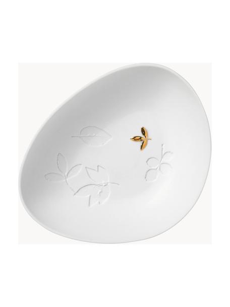 Set piatti in porcellana con goffratura Living 4 pz, Porcellana, non smaltata, con rilievo, Bianco, Larg. 13 x Prof. 10 cm