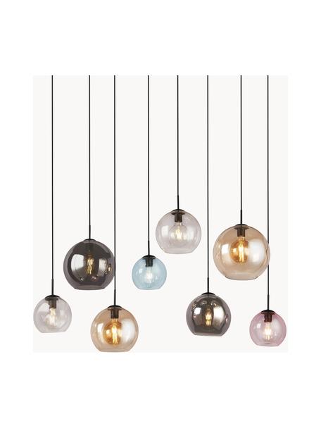 Grote hanglamp Bar van gekleurd glas, Lampenkap: glas, Meerkleurig, zwart, B 151 x H 150 cm