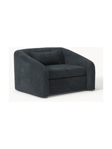 Sillón cama de borreguillo bouclé Eliot, Tapizado: tejido borreguillo bouclé, Estructura: madera aglomerada, madera, Patas: plástico Este producto es, Borreguillo bouclé gris antracita, An 100 x F 94 cm