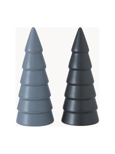 Piezas decorativas pinos Broady, 2 uds., Gres, Azul claro, azul oscuro, Ø 8 x Al 18 cm