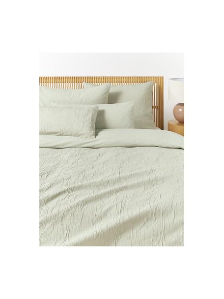 Housse de couette en percale de coton Leonora, Vert olive, larg. 260 x long. 240 cm