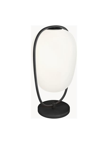 Lampada da terra in vetro soffiato con disco diffusore Lanna, Struttura: metallo rivestito, Paralume: vetro soffiato, Nero, Ø 22 x Alt. 40 cm