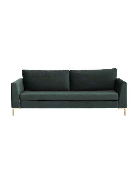 Zamatová pohovka s kovovými nohami Luna (3-miestna), Zamatová tmavozelená, Š 230 x H 95 cm